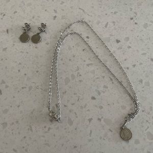 Vintage Mini Quarter Necklace and Earrings Set Banker Casino Teacher Gamble